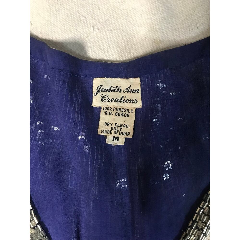 Vintage Judith Lieber Creations Blue and Silver Sequined Blouse Sz M - Picture 8 of 8